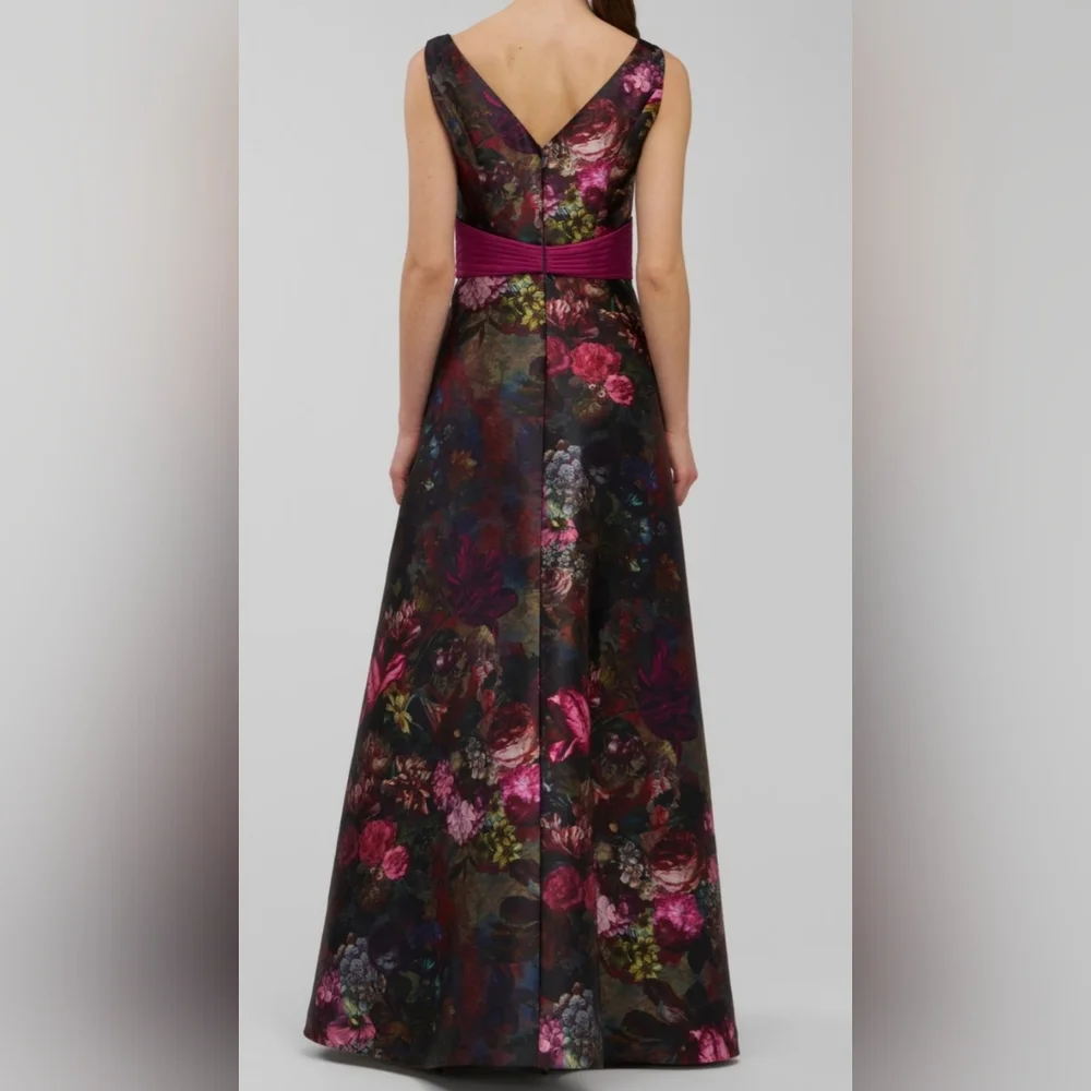 Kay Unger Nicoletta Gown in Mulberry multi combo 0